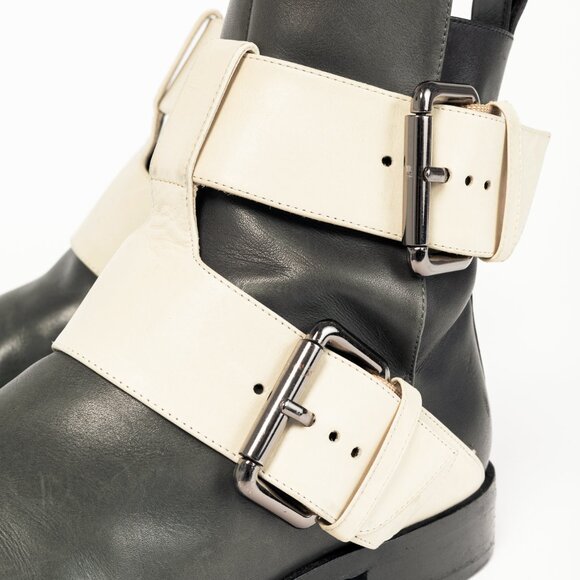 Pierre Hardy PF/14 Green Colourblock Leather Buckled-Strap Booties - Picture 8 of 10